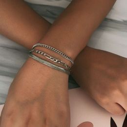 Hot selling punk snake bone versatile with Personalised geometric multi-layer chain minimalist bracelet