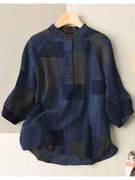 Women's Blouses Shirts ZANZEA Fashion Summer Women Plaid Blouse Vintage Oversized Shirts 2024 Spring 3/4 Sle Tops Casual Loose Button Up Blusa Femme d240507