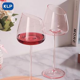 KLP Wine Glass Set 2 or 4 Pieces Pink Glasses Premium Value Lead-Free Crystal for Christmas Gifts 240429