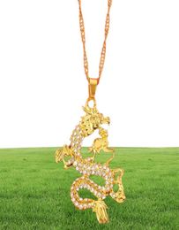 Pendant Necklaces CZ Dragon For Women Men Gold Color Jewellery Cubic Zirconia Mascot Lucky Symbol Gifts Whole 18697880