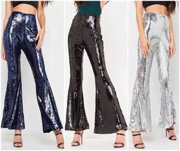 Women's Pants Capris Womens casual sequin flash tight flash pants high waisted elastic ultra-thin pencil sprinter Y240504