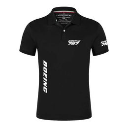 irts 2022 Boe737 777 Mens Summer Short sleeved Printed Business Polo Neck T-shirt Casual Cotton Quick Drying Sports Polo Shirt Top J240506