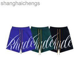 Trend Original 1:1 Rhuder Designer Short Pants Summer New Letter Jacquard Drawcord Knitted Wool Casual Loose Shorts for Men Women Pants