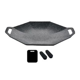 Korean Styles Octagon Barbecue Plate Non-stick Outdoor Camping Grill Pot Hangable Frying Pan BBQ Meat Pot Kitchen Accessories 240506