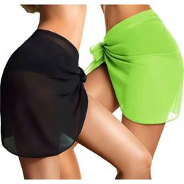 4CZI Women Beach Wear Wear Women Sarongs Swimsuit Summer Coverups Beach Bikini Wrap Sheer Short Ladies Skirt Chiffon Scarf Cover Ups for Swimwear d240507