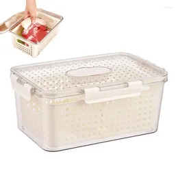 Storage Bottles 915g Large Capacity Fridge Box With Lid & Colander Portable Organizer Refrigerator Drainage Basket