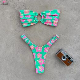 Women's Swimwear VOLALO Bikini Push Up Women Swimsuits 2024 Sexy Female Brazilian Set Thong Biquini Swim Suits Print Beachwear