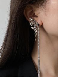 Stud Earrings Asymmetric Metal Butterfly Long European American Hip Hop Fashion Personality Tassel Ms Travel Accessories