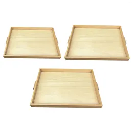 Tea Trays Wood Crafts Tray With Handle Serving Platter Rectangular Wooden For Food Kitchen Snacks Party Montessori Materials