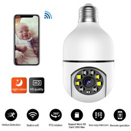 1PC A6 E27 WiFi Bulb Camera 1080P Baby Pet Monitor Indoor Full Color Night Auto Tracking Video Surveillance Security Cameras Floodlight