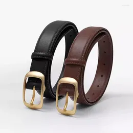 Belts 2024 Fashion Simple Designer Women Genuine Cow Leather Solid Colour Versatile Vintage Ladies Office Lady Trend Belt