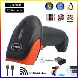 Scanners ZHUOYMA Wireless Handheld Wired Barcode Scanner 1D 2D QR Codes Reader PDF417 Support for Logistic Retail Store Supermarket