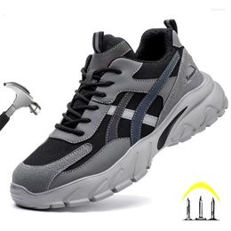 Boots Men Safety Shoes For Work Non Slip Platform Sneakers Breathable Steel Toe Cap Anti-Puncture Indestructible Security