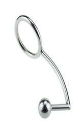 40mm 45mm 50mm for choose Anal plug Ball on Angled butt hook with penis ring fetish cock Stainless Steel adult sex toys Y181101068727429