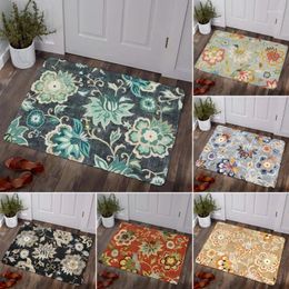 Carpets Floral Printed Door Mat Non-slip Kitchen Rugs Bathroom Entrance Floor Carpet Home Living Room Decor Washable Entryways Doormat