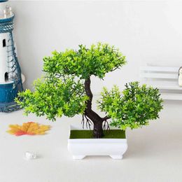 Decorative Flowers Wreaths Bonsai Small Tree Pot Artificial Plastic Plants Fake Plant Potted Flower Garden Arrangement Ornaments Room Home Table Decoration