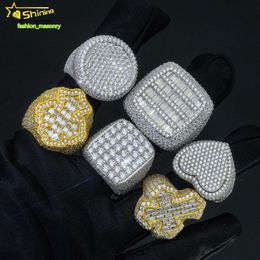 Fine jewelry iced out hip hop cuban ring gold plated 925 sterling silver vvs moissanite diamond ring for men