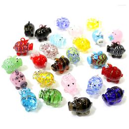 Decorative Figurines Handmade Murano Glass Pig Mini Pendant Hanging Cute Tiny Animal Crafts Ornaments Home Fairy Garden Decor Accessories