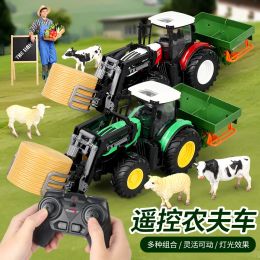 Cars Simulation Electric RC CAR Farmer Tractor Combine Harvester Multi Accessory Farm Remote Control Car Christmas Gifts