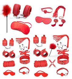 Bed Bondage Set Kit Hand Ankle Cuffs Collar Whip Eye Mask Kinky Restraint Toys R985896888