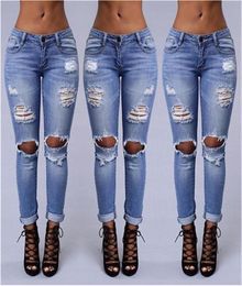 Lady Jeans Hole Ripped Jeans Leggings Cool Denim Vintage Straight High Waist Casual Pants Slim Jeans for Female Plus Size299S6205313