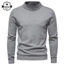 Men's Sweaters Mid Neck Pullover Knit Sweater Men Solid Color Winter Mock Jumpers Soft Casual Warm Knitted Pullovers Vintage Basic Jersey