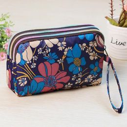 Wallets Women Long Wallet Handbag Three-layer Zipper Mobile Phone Bag Larger Capacity Print Makeup Key Coin Purse Female