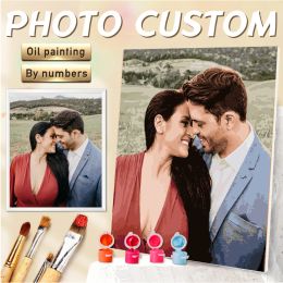 Craft 24/36/48 Colour Personalised Paint By Numbers Photo Custom DIY Oil Painting By Number Picture Canvas Portrait Family Children