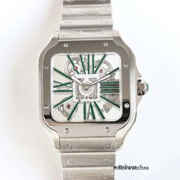 10a Высококачественные моды мужские часы Сандос Холлоу Прозрачный Цифербл.
