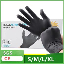 Gloves 100/50/10PCS Disposable Black Nitrile Gloves For Household Cleaning Work Safety Gardening Gloves Kitchen Cooking Tools