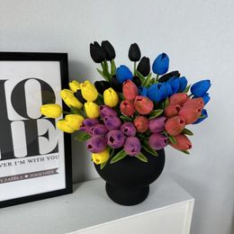 Decorative Flowers 32CM Tulip Flower Artificial Bouquet 5/10Pcs Real Touch Fake For Wedding Graduation Season Home Decor
