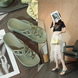 Top Level Original h Designer Slippers Slippers Womens Summer Fashion Leisure Trend New Korean Version Versatile Fashion Middle Heel Beach with 1:1 Brand Logo