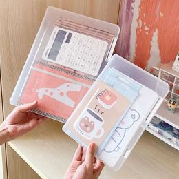Storage Boxes Bins 5 transparent file boxes drawers office paper Organisers large capacity storage of files folders billing information and table Q2405061