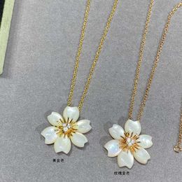 Designer High Version Van Petal Necklace 925 Pure Silver Plated 18K Gold Six Flower Christmas Fritillaria Pendant with High Version Collar Chain