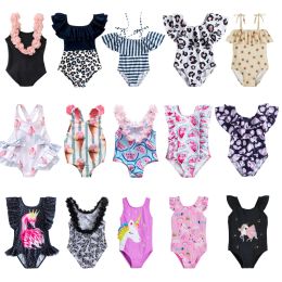 Swimwear 2024 Summer 15 Years Girls Swimsuit One Piece Swimsuit Flower Leopard Printing Swimwear For Children Summer Bikini Bathing Suit