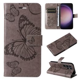 Wallet Phone Cases for Samsung Galaxy S24 S23 S22 S21 S20 Note20 Ultra Note10 Plus 3D Butterfly Embossing PU Leather Flip Kickstand Cover Case with Card Slots