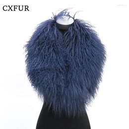 Scarves CX-A-52 Women Winter Coat Decorative Real Mongolian Lamb Fur Shawl Collar Scarf