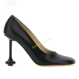 Dress Shoes Leather Square Toe Women Pumps Stiletto Thin High Heel Runway 2024 Spring Autumn Arrivals