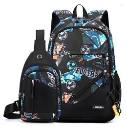 School Bags 2pcs/set Football Printing Backpacks With Chest Bag For Teenagers Big Capacity Rucksack Middle Student Cool Schoolbags