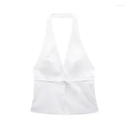 Women's Tanks Suspenders Tops 2024 Fashion Summer Sexy Halterneck Top For Women Casual Chic Ladies Tank