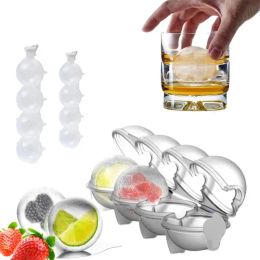 Tools Plastic Ice Maker Transparent Mould 4 Hole Ice Round Makers Bar Ware Ice Box Round Ice Hockey Ball Kitchen Accessories