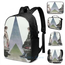 Backpack Funny Graphic Print Pimpala USB Charge Men School Bags Women Bag Travel Laptop