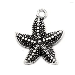 Charms Sea Star Jewelri Pendant Home Decor Crafts Girls Jewelry 19x24mm 10pcs Antique Silver Color