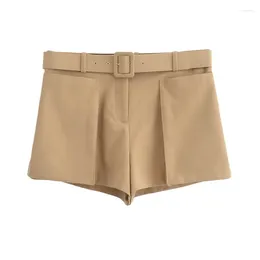 Women's Shorts TRAAF Sashes Large Pocket Decoration Skirts For Women With High Waist Casual Beach Style Sexy Vintage Short Pants
