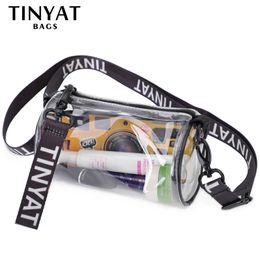 TINYAT Mini Transparent Women Shoulder Bags Waterproof PVC Clear Messenger Bags Girl Jelly Crossbody Bag Travel Female Sling Bag 240506