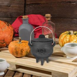 Party Decoration Halloween Witch Pot Magic Burning Cauldron With Lid And Handle Jar Ritual Props Candy Bowl Pr