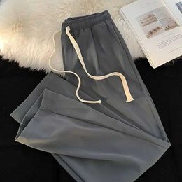 Men's Pants Drape Ice Silk Mens Trousers Summer Ultra-thin Stretch Sports Quick Drying Loose Straight Simple Casual H240506