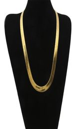 10MM Wide Bone Chain Yellow Gold Filled Men Statement Herringbone Necklace 60cm 2072 Q24529160
