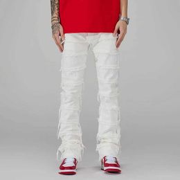 ns 2023 Punk Stacked White Straight Y2K Grunge Jeans Pants Men New Fashion Hip Hop Kpop Women Cotton Old Long Trousers Ropa Hombre J240507