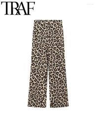 Women's Pants Leopard Printed Women Thin High Waisted Pleated Casual Female Full Length Pant 2024 Spring Trousers Y2K